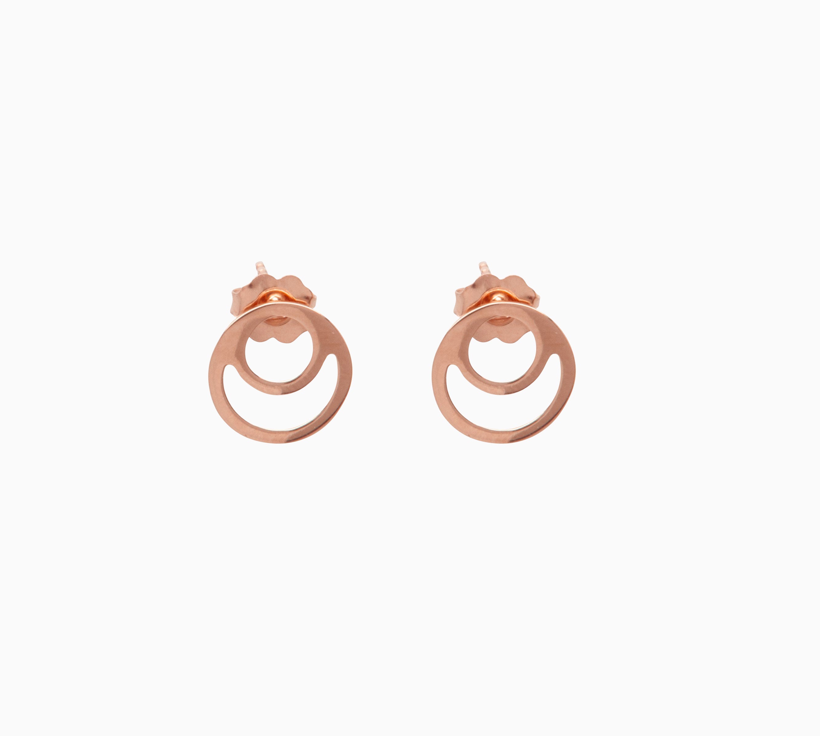 14k Rose Gold Right 'Round Front Facing Hoop Stud Earrings