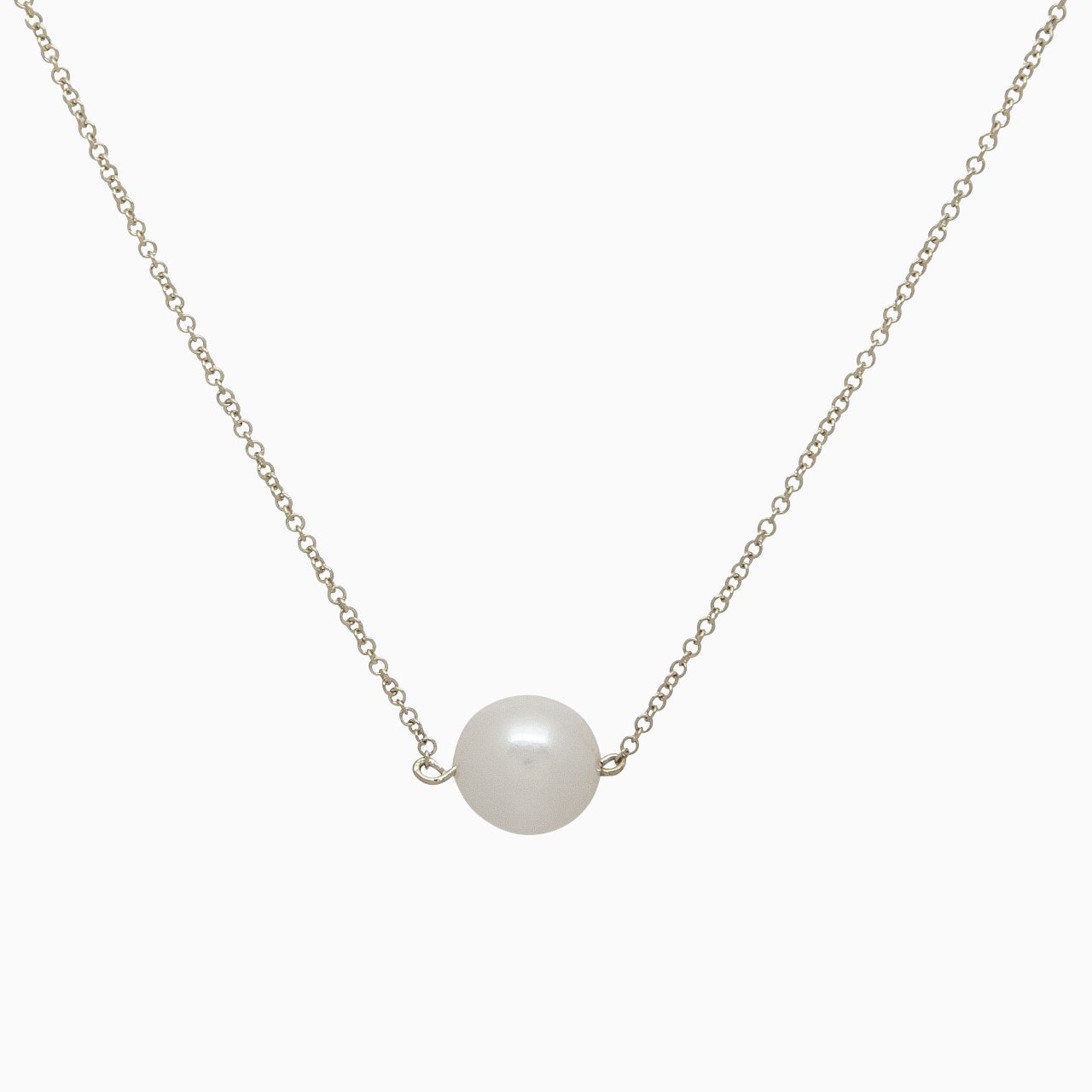 14k White Gold Cultured Freshwater Pearl Single Station Necklace