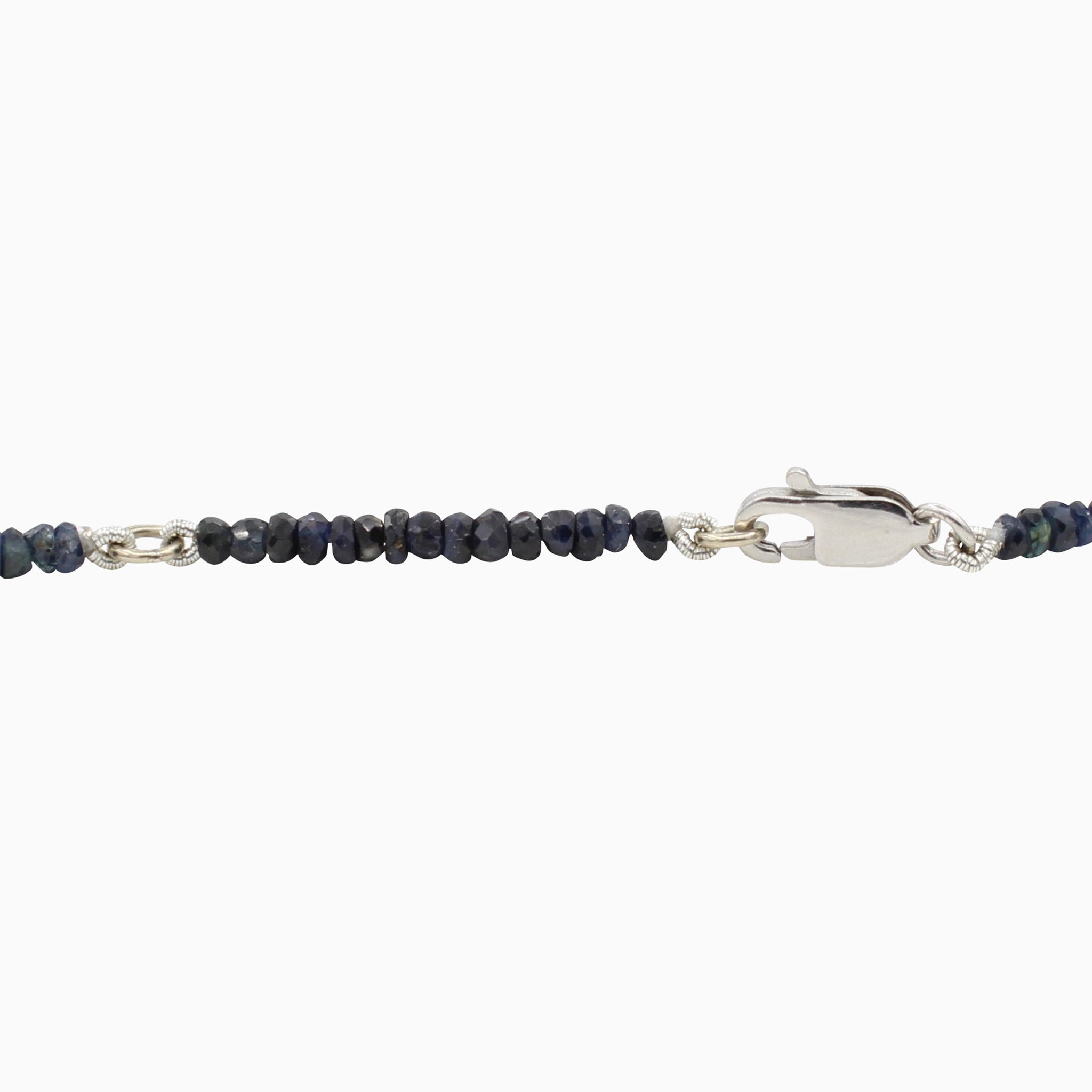 Blue 40CT Adjustable Ombre Sapphire Choker Necklace, 14k White Gold Lobster Clasp Closure