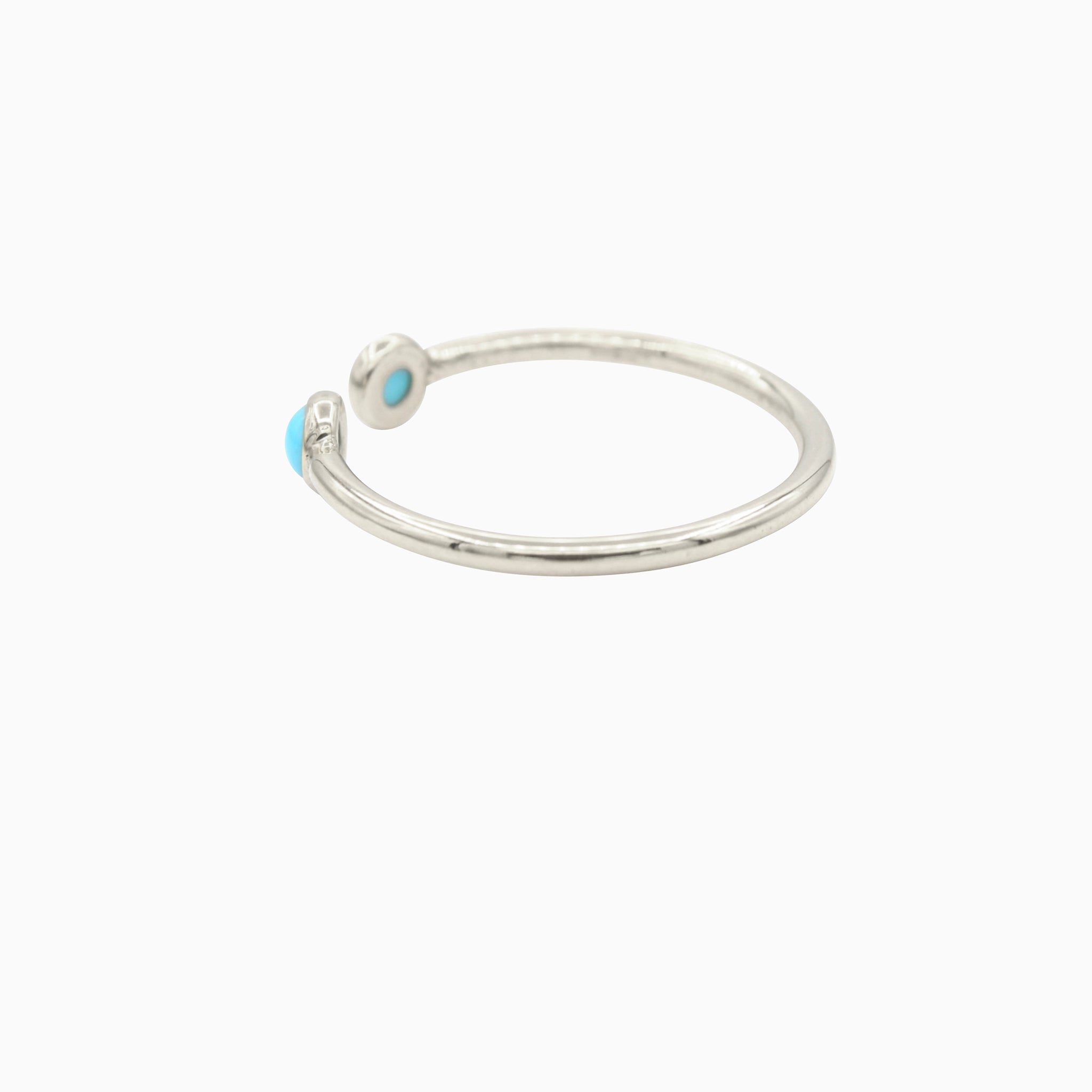14k White Gold Cabochon Turquoise Open Ring, back view