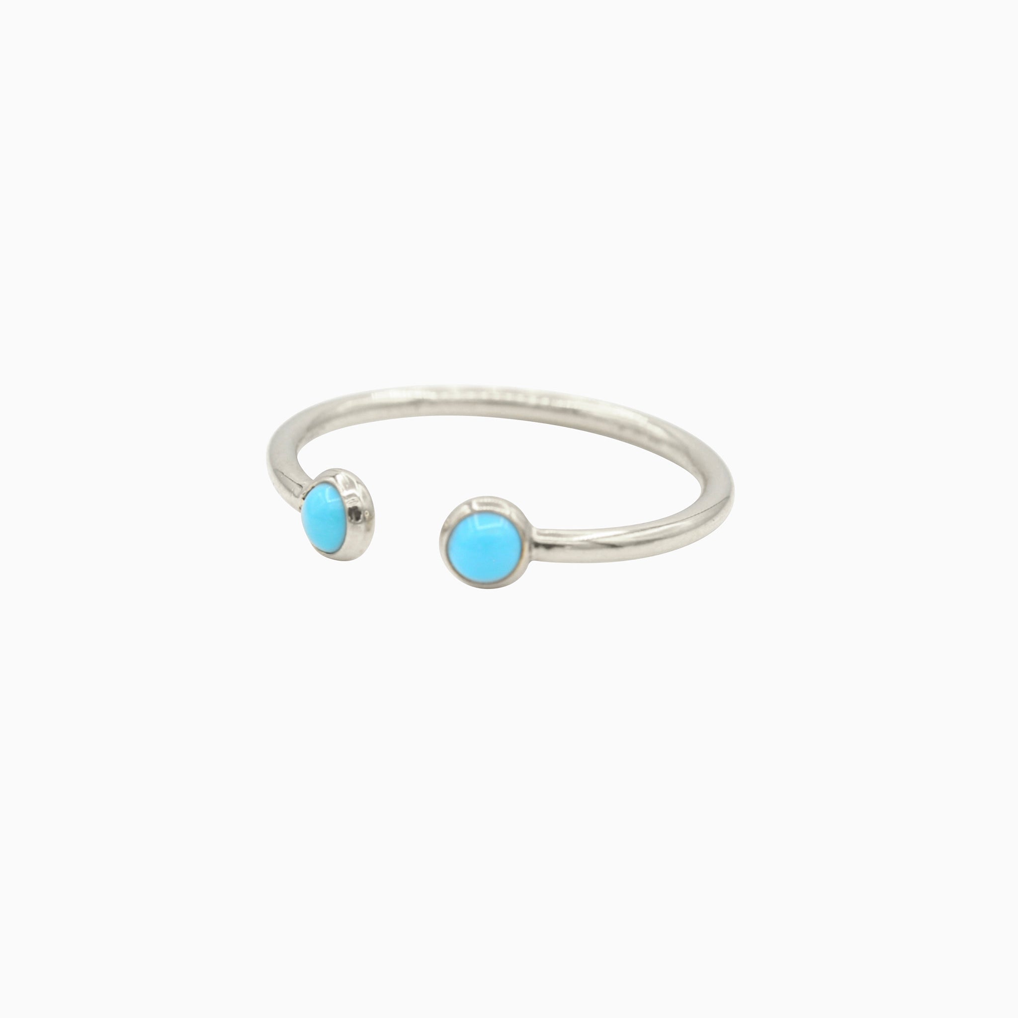 14k White Gold Cabochon Turquoise Open Ring