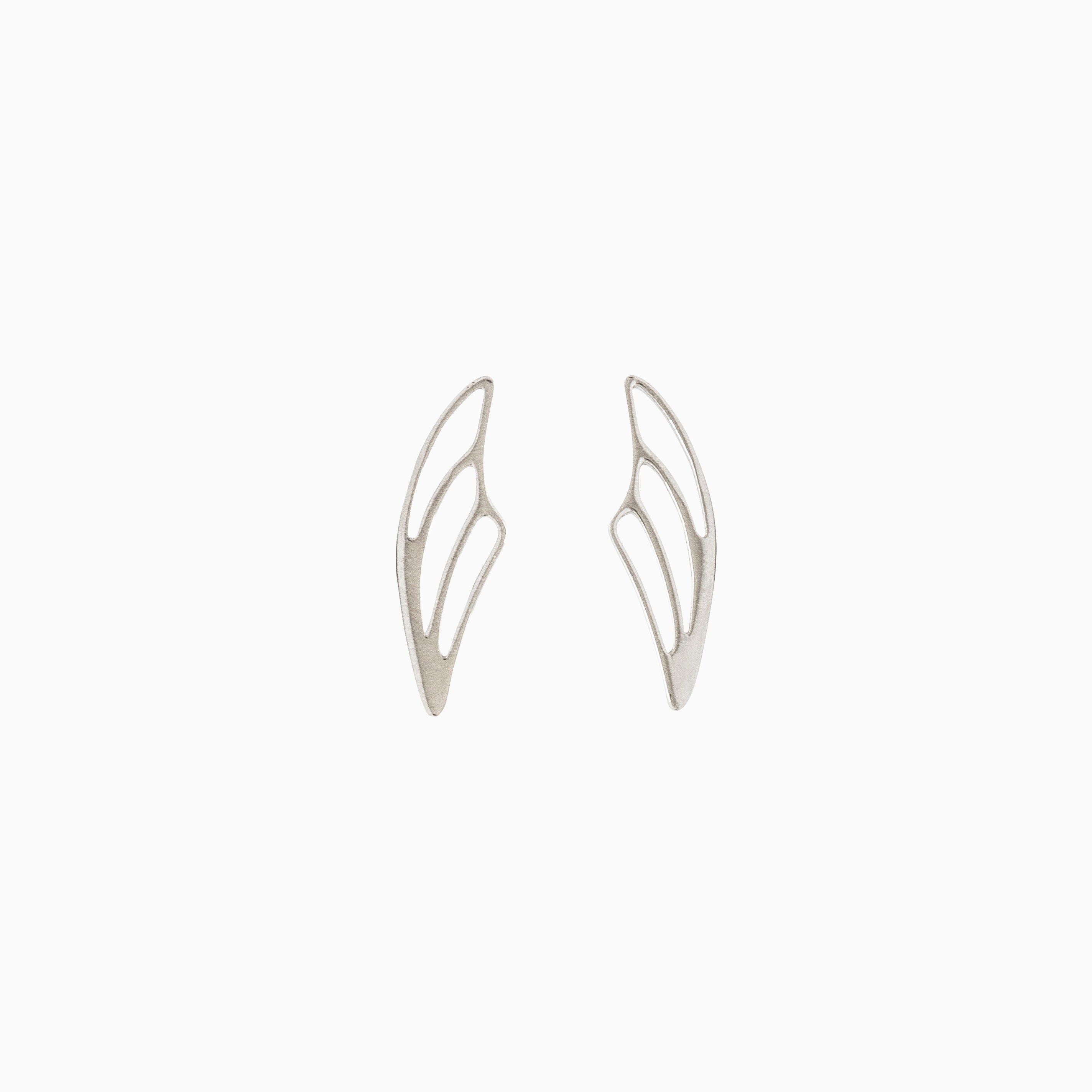 14k White Gold Fairy Wing Ear Climbers Earrings