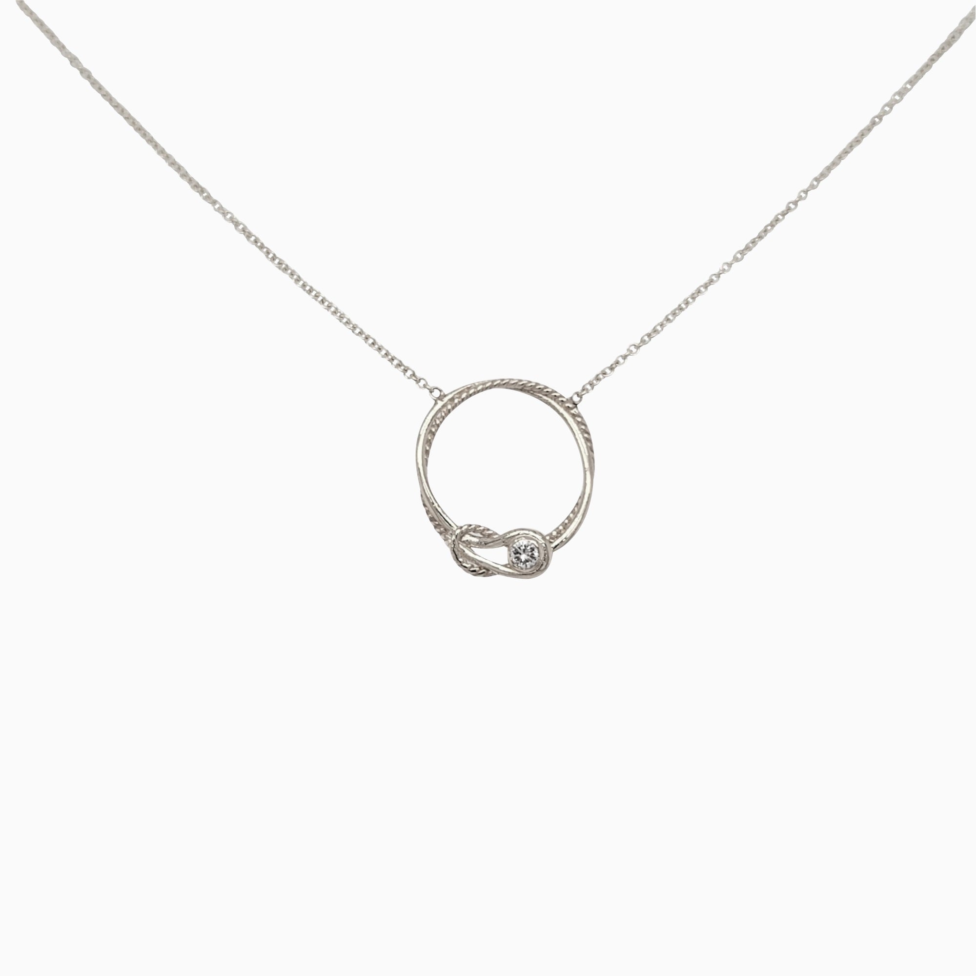 14k White Gold Forget Me Not Eterinty Knot Diamond Necklace