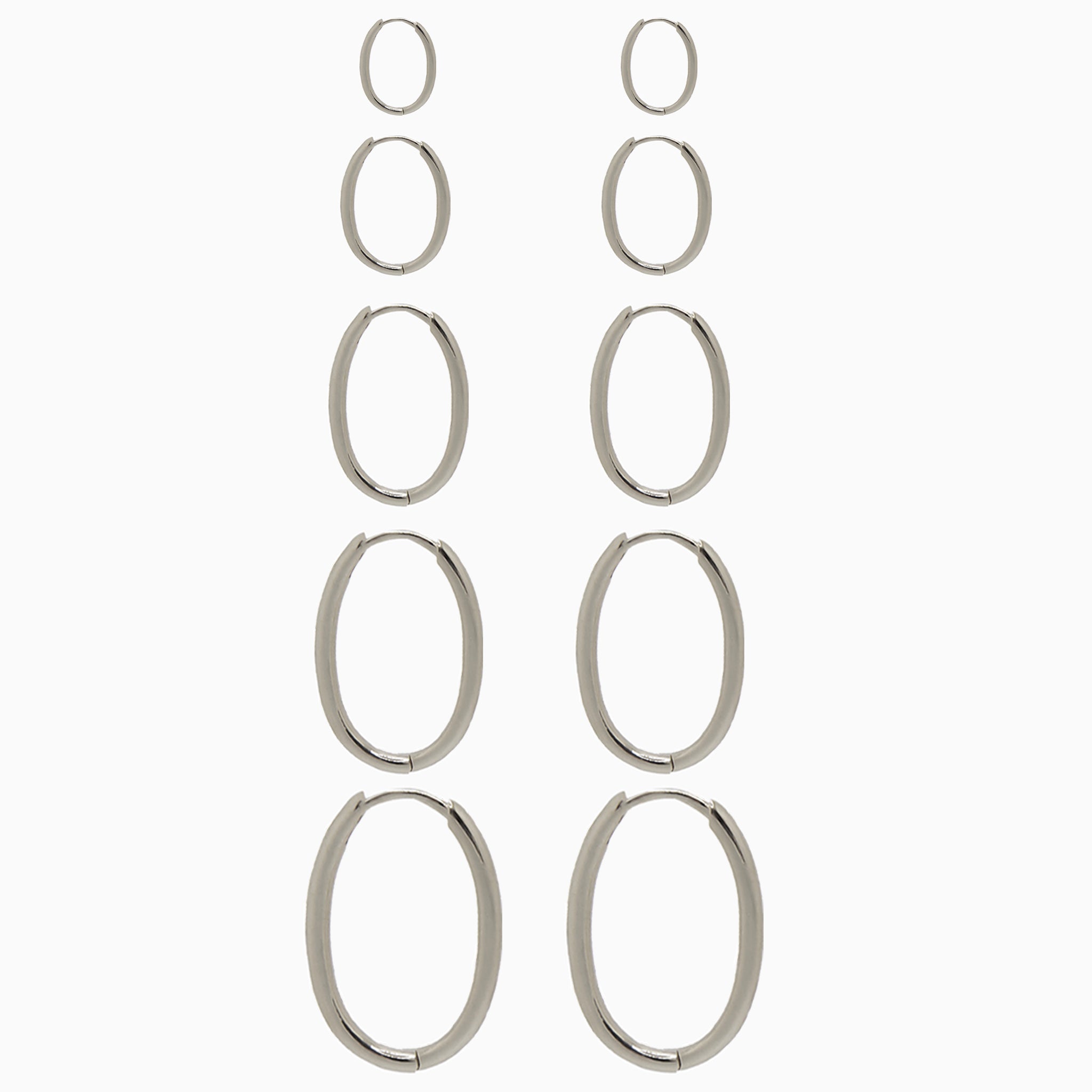 14k White Gold Hinged Everyday Oval Hoop Earrings, Size Run View