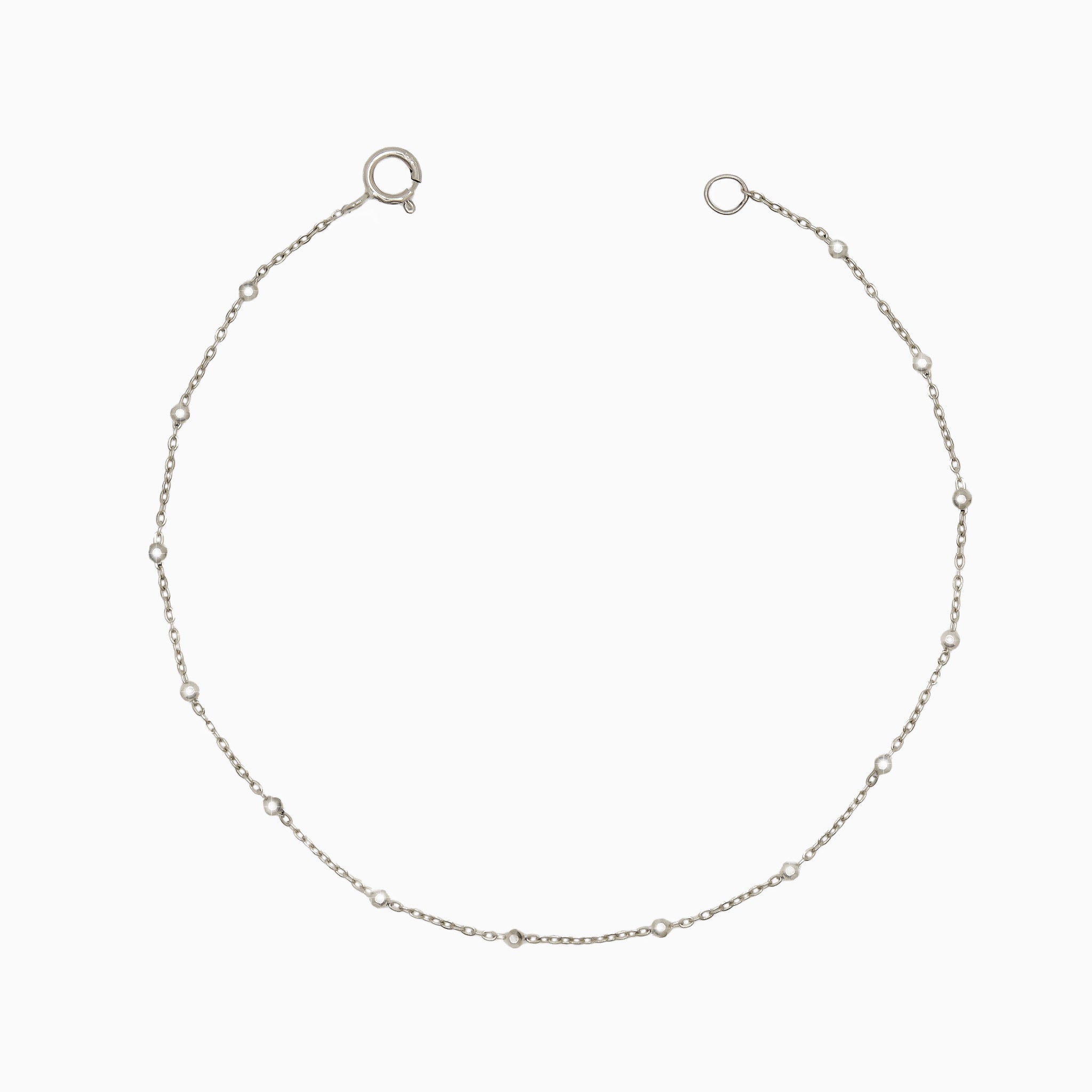 14k White Gold "I Love the Nightlife" Diamond-Cut Disco Ball Cable Chain Bracelet