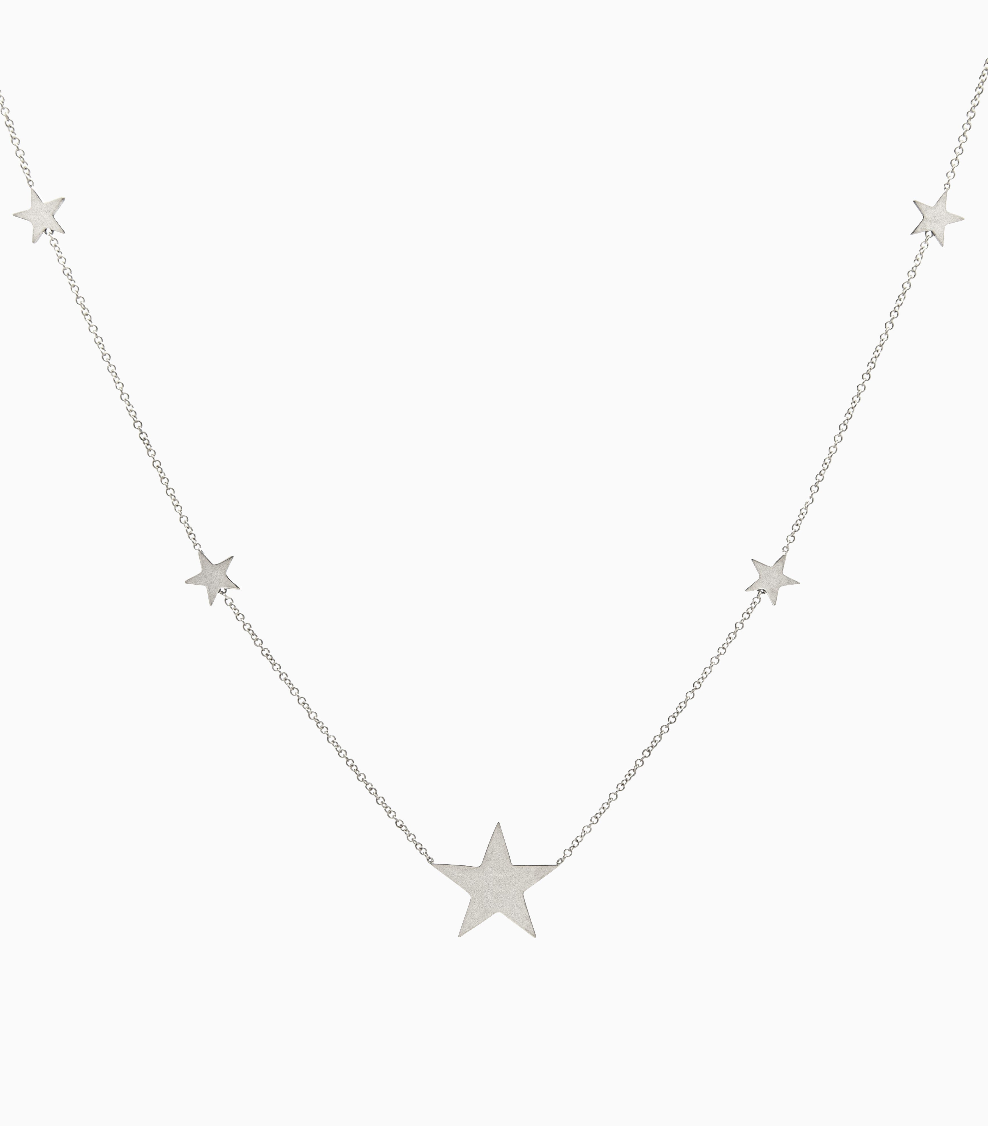 14k White Gold North Star Five Station Necklace