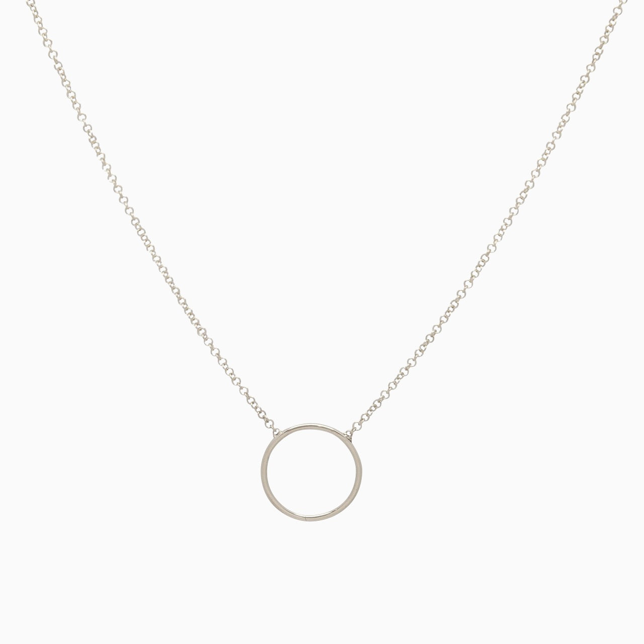 14k White Gold Round Open Ring Necklace
