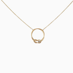 14k Yellow Gold Forget Me Not Eterinty Knot Diamond Necklace