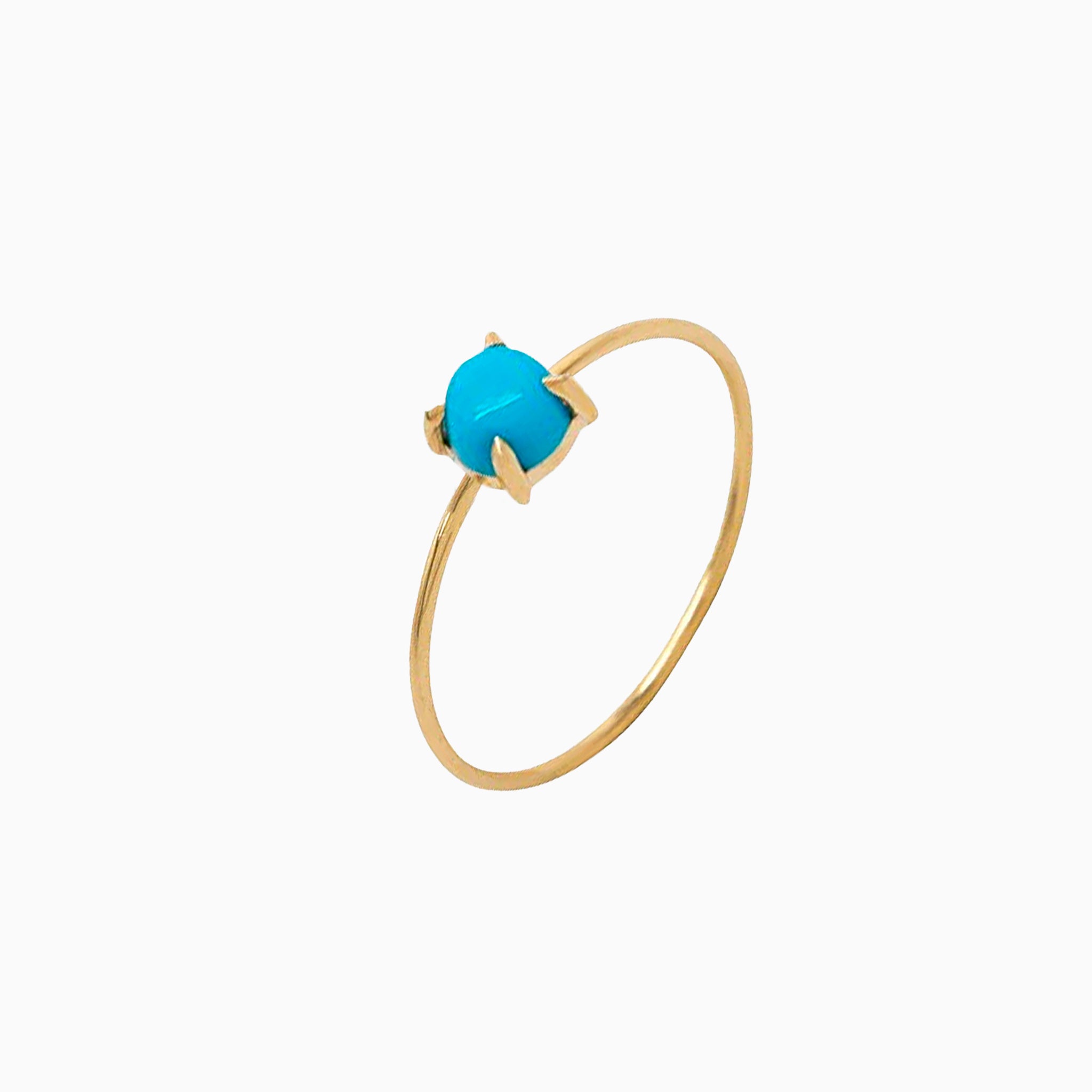 14K Yellow Gold 4mm Turquoise Microstackable Ring