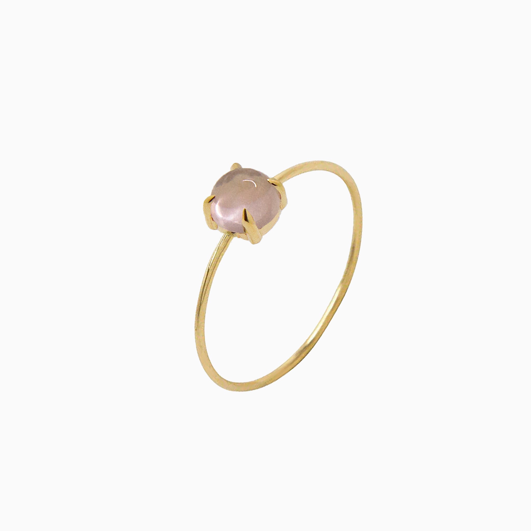 14k Yellow Gold 5mm Rose Quartz Microstackable Ring