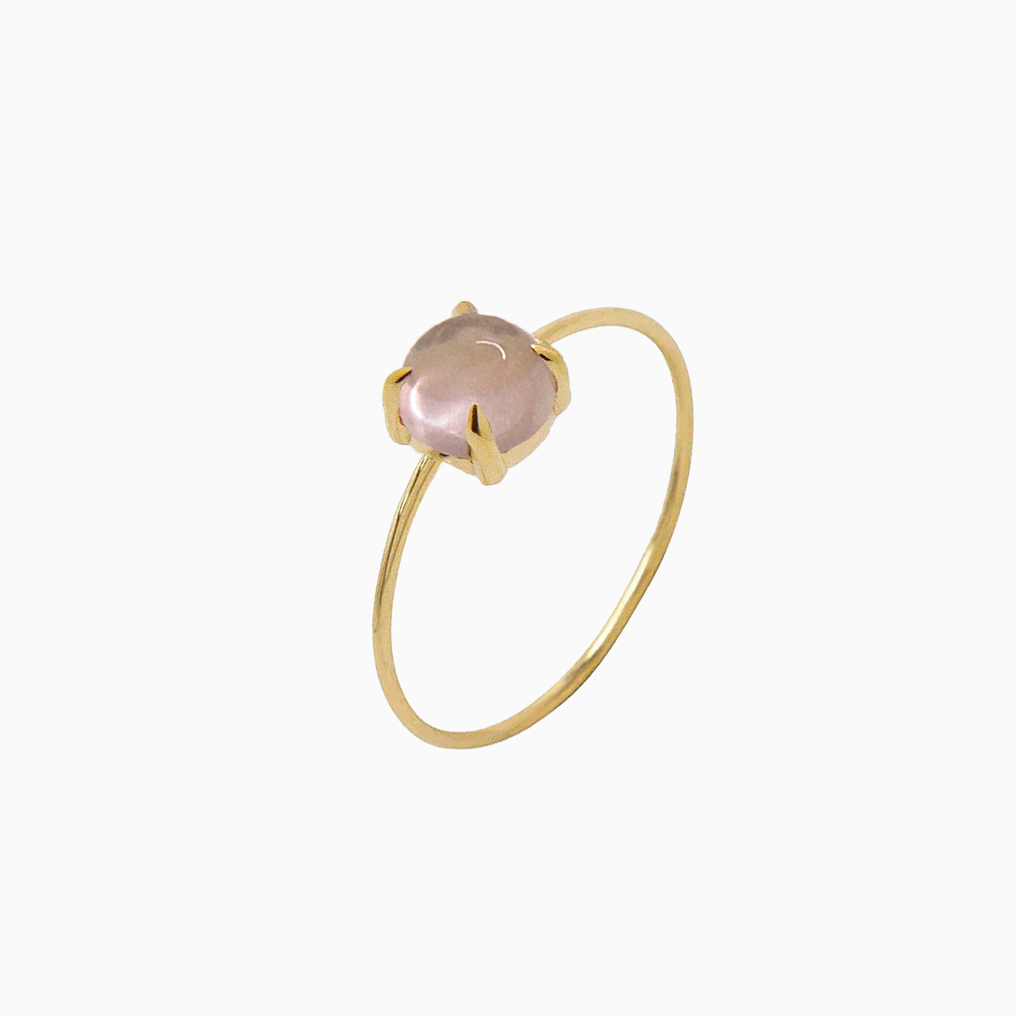 14k Yellow Gold 6mm Rose Quartz Microstackable Ring