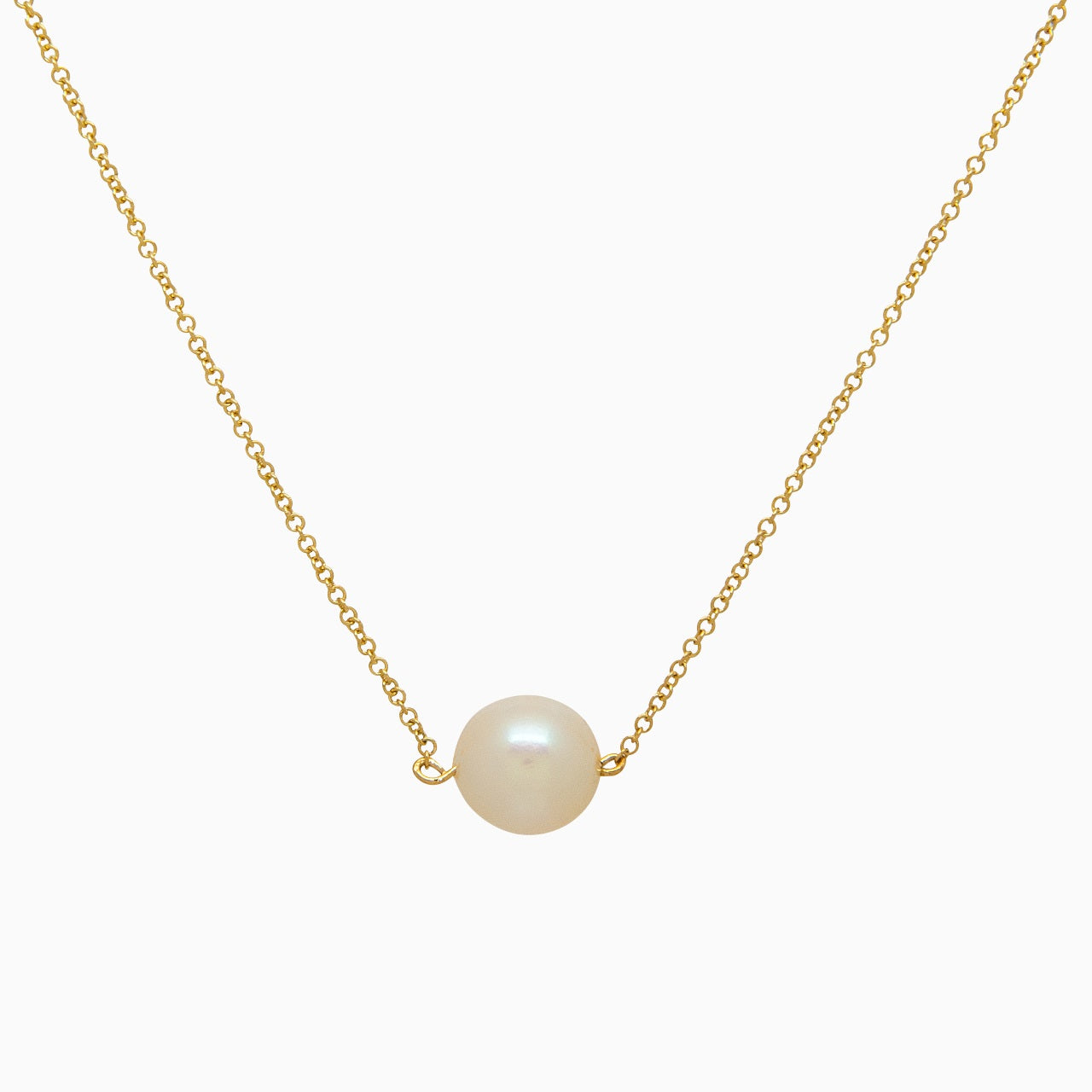 14k Yellow Gold Cultured Freshwater Pearl Single Station Necklace