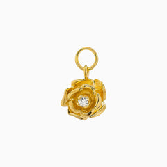 14k Yellow Gold Vintage Rose Diamond Earring Charm