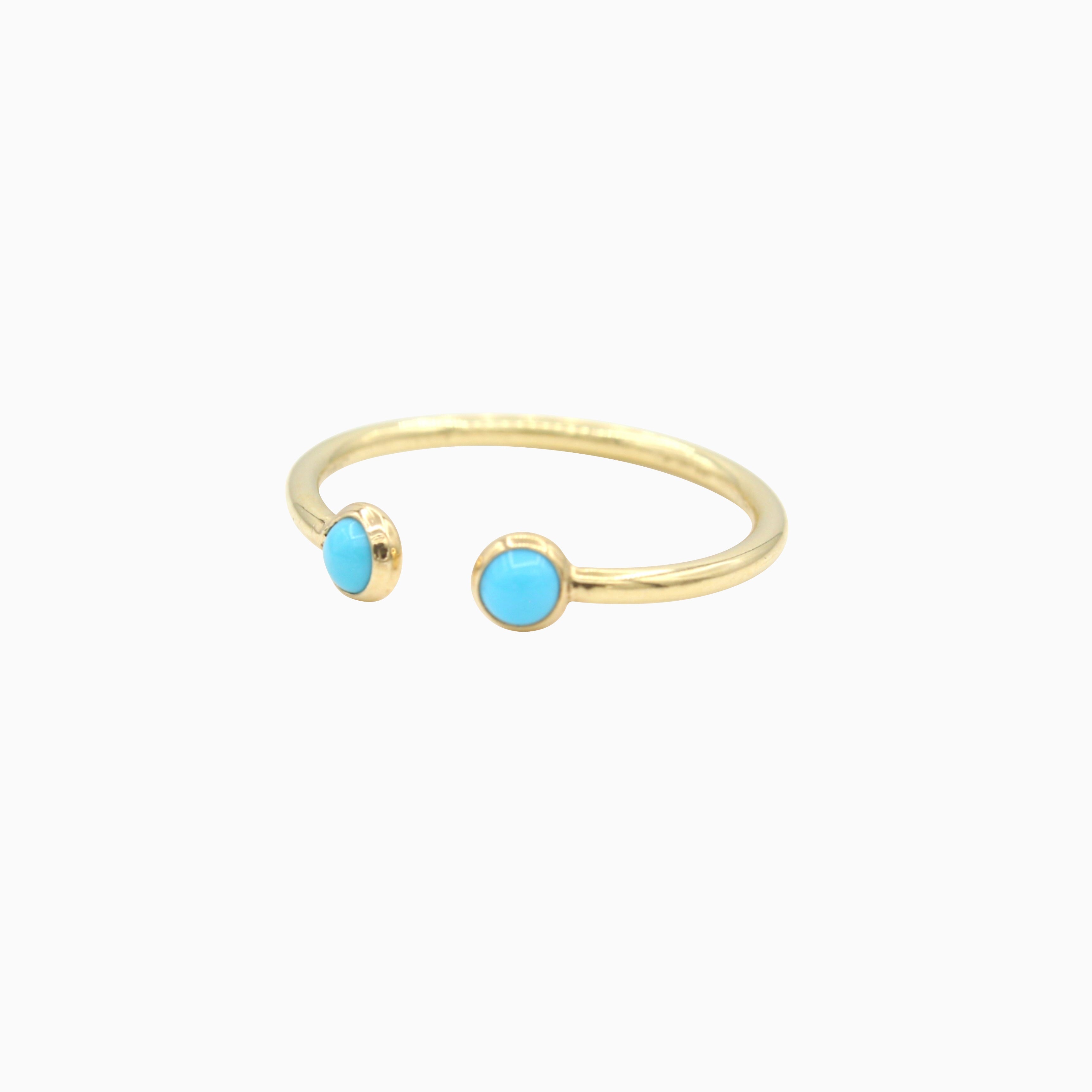 14k Yellow Gold Cabochon Turquoise Open Ring