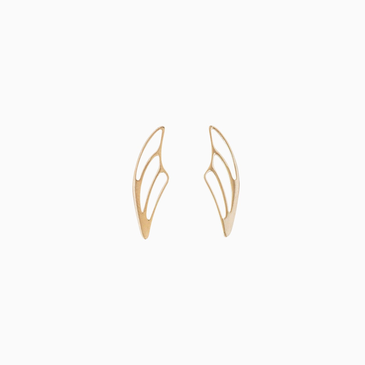 14k Yellow Gold Fairy Wing Ear Climbers Earrings