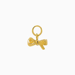 14k Yellow Gold Ribbon Bow Earring Charm