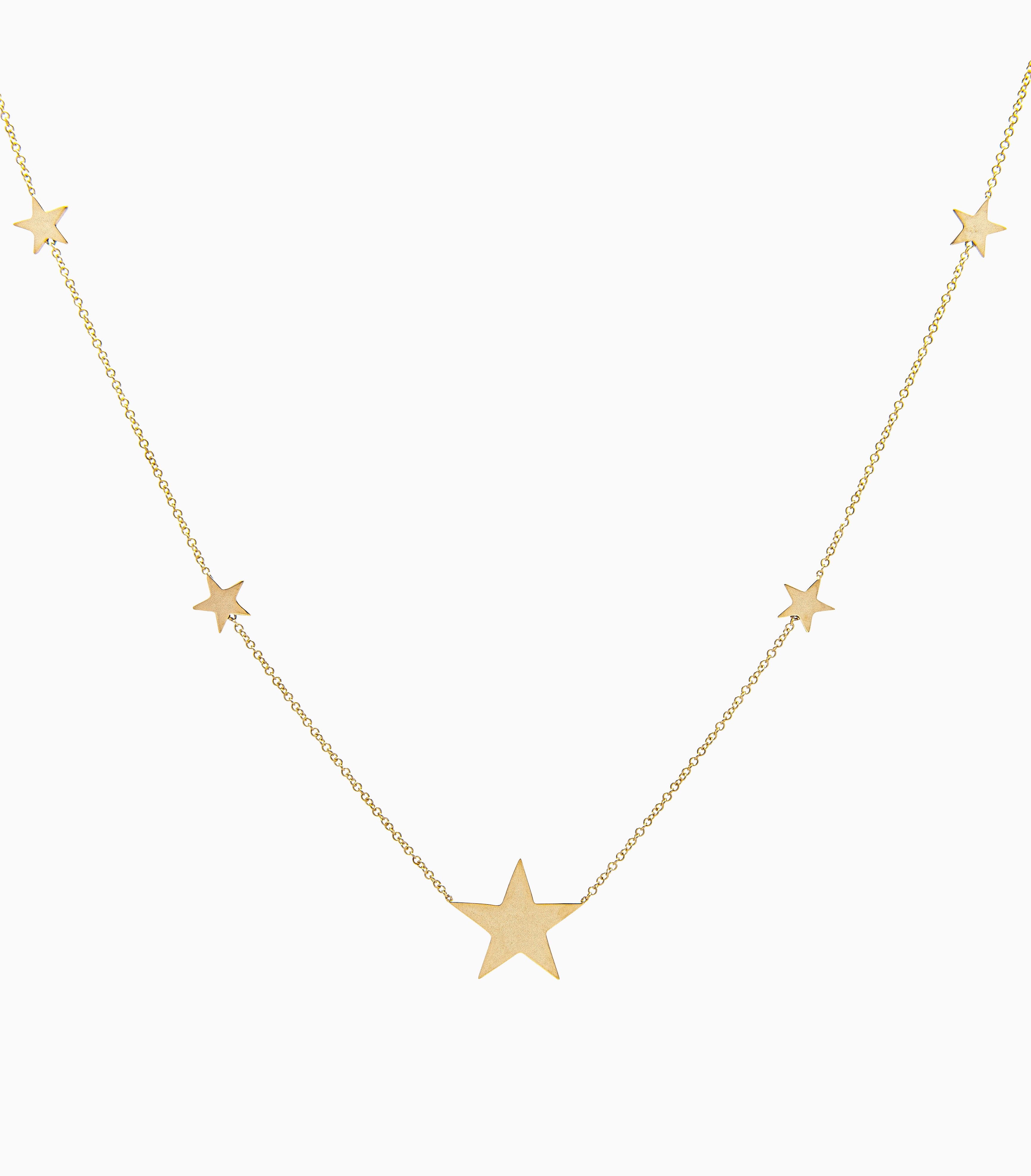 14k Yellow Gold North Star Five Station Necklace