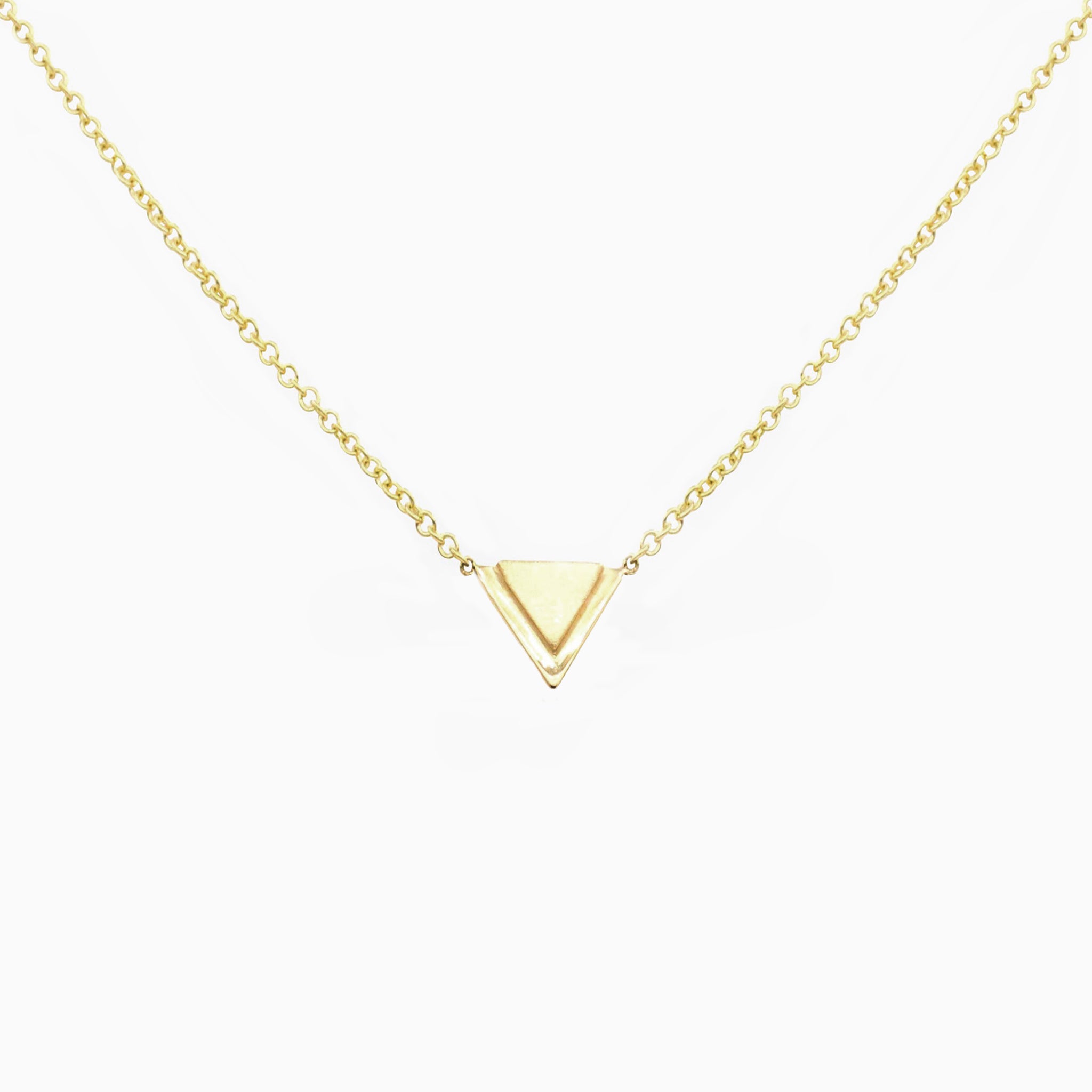 14k Yellow Gold Petite Double Triangle Single Station Necklace