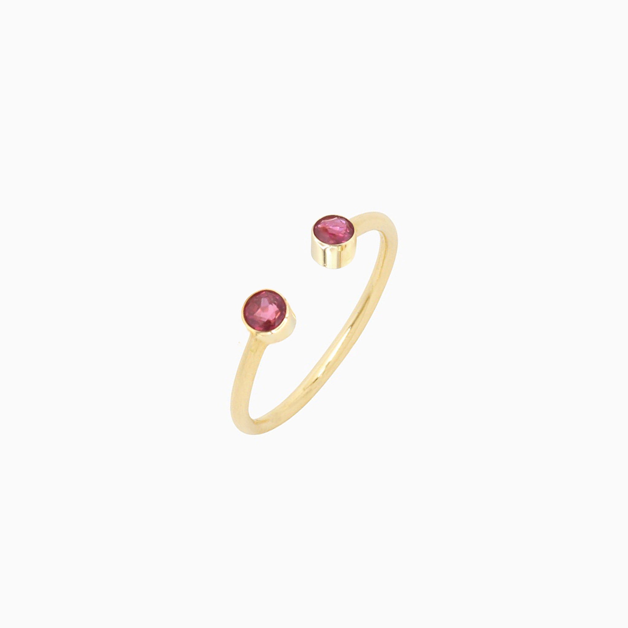 14k Yellow Gold Pretty in Pink Bezel-Set Ruby Open Ring