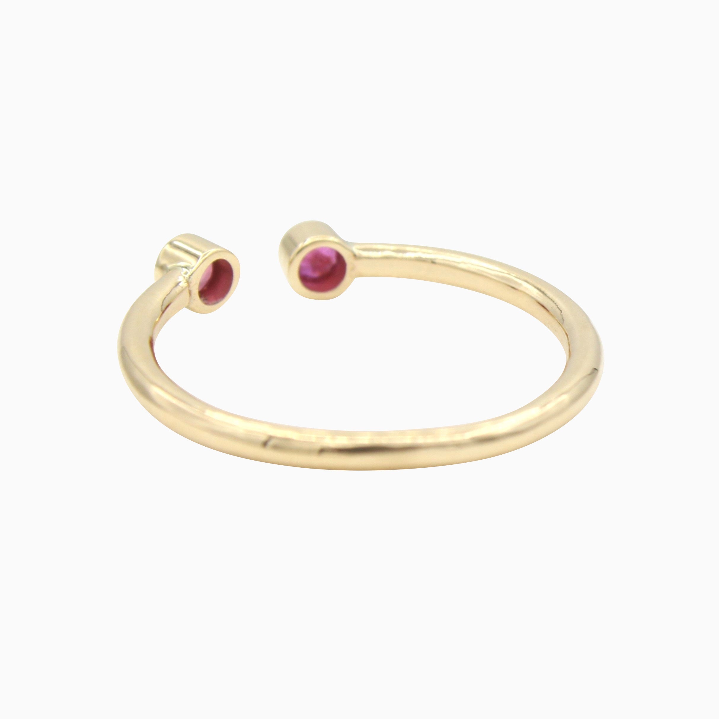 14k Yellow Gold Pretty in Pink Bezel-Set Ruby Open Ring, Back View