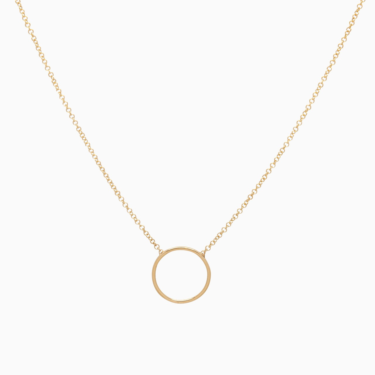 14k Yellow Gold Round Open Ring Necklace