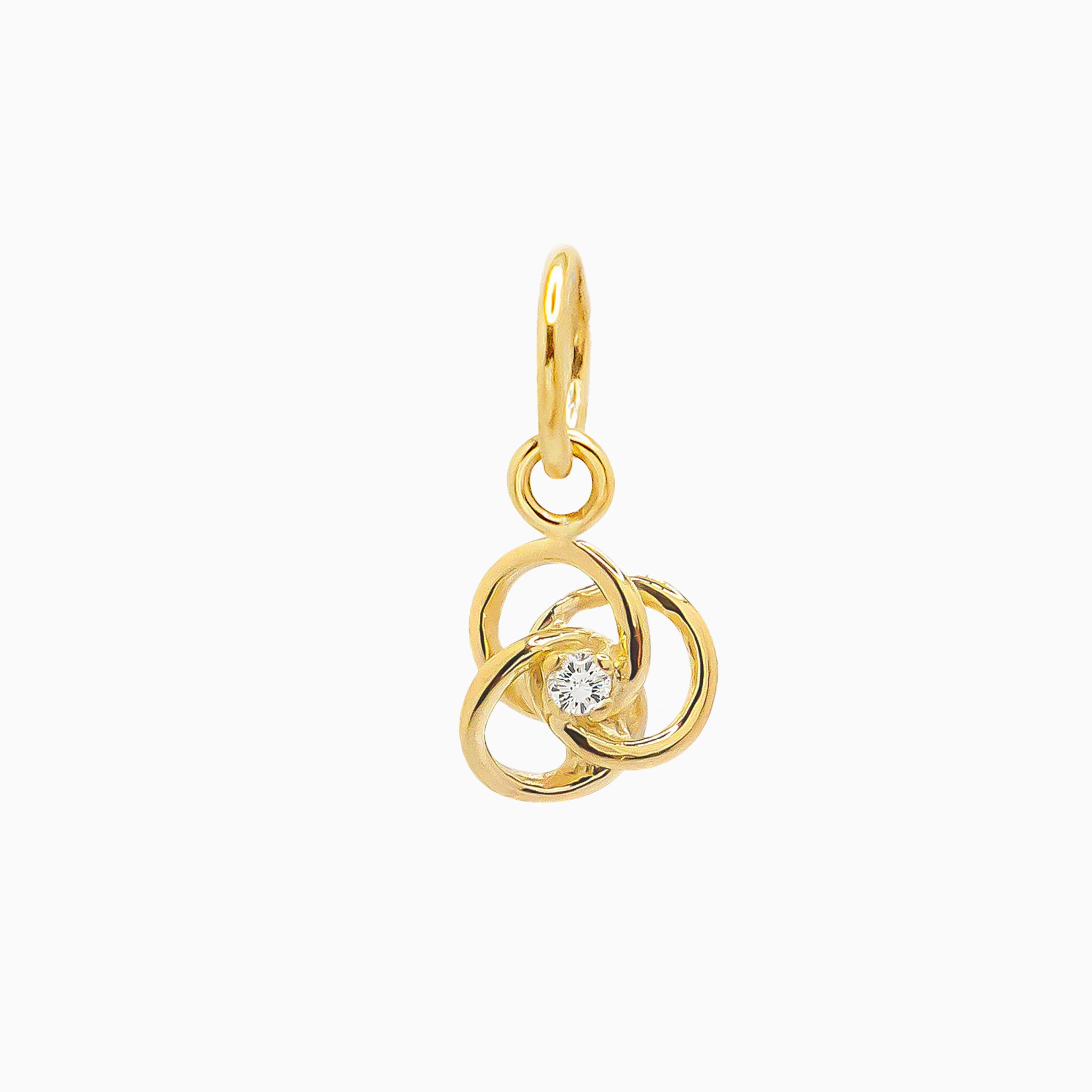 14k Yellow Gold Trinity Love Knot Diamond Pendant Charm