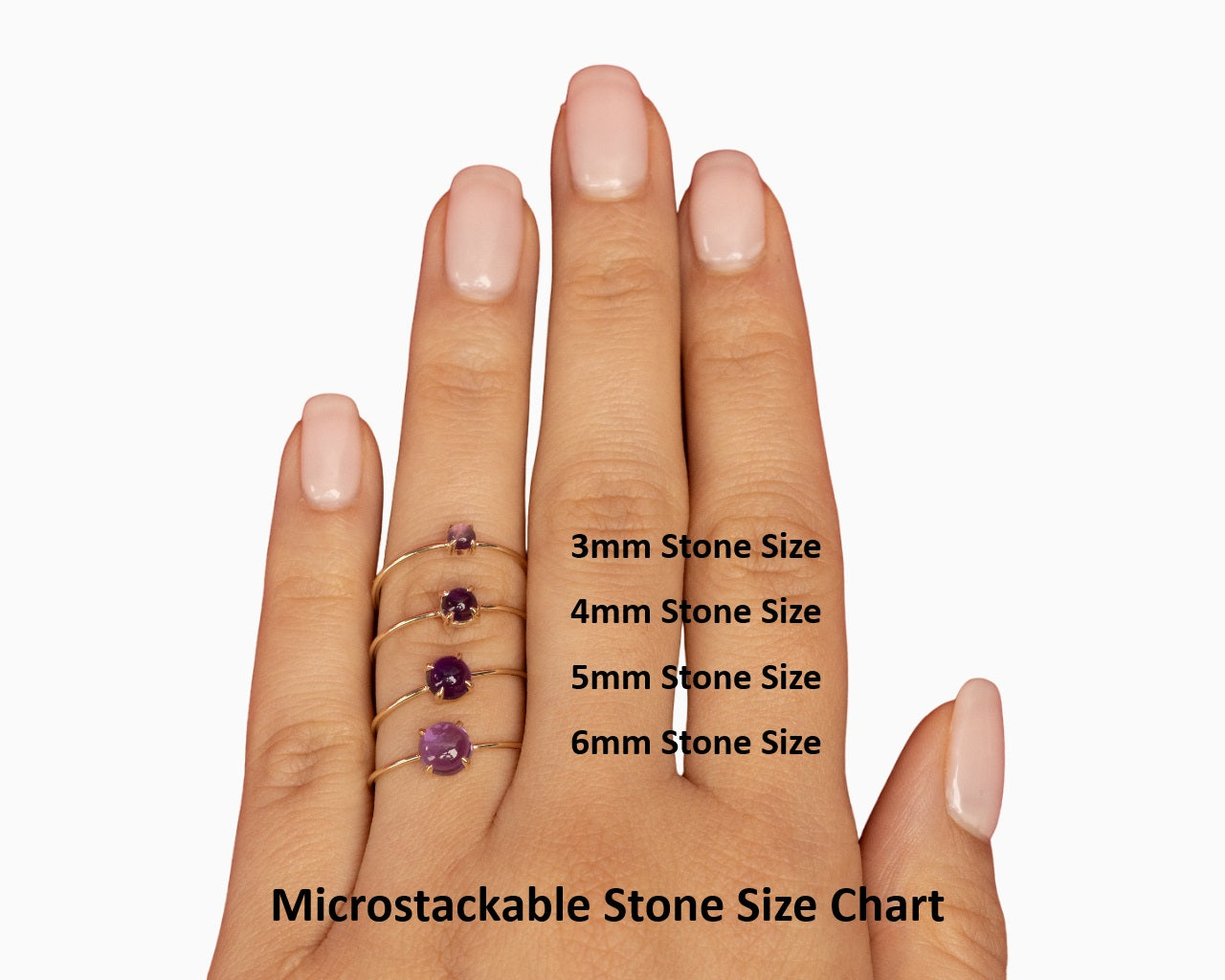 Microstackable Rings Stone Size Chart