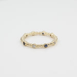 14k 10 Station Diamond & Sapphire Beaded Eternity Band - Starflower Design