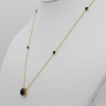 14k Bewitched Black Onyx Station Necklace - Starflower Design