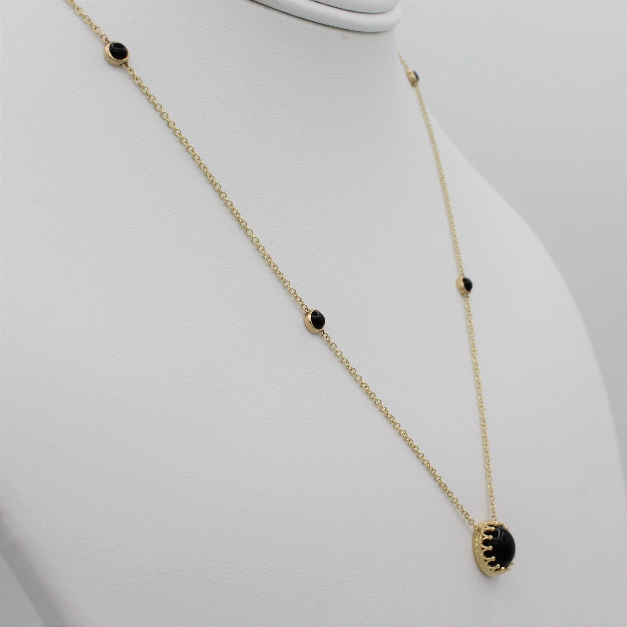 14k Bewitched Black Onyx Station Necklace - Starflower Design