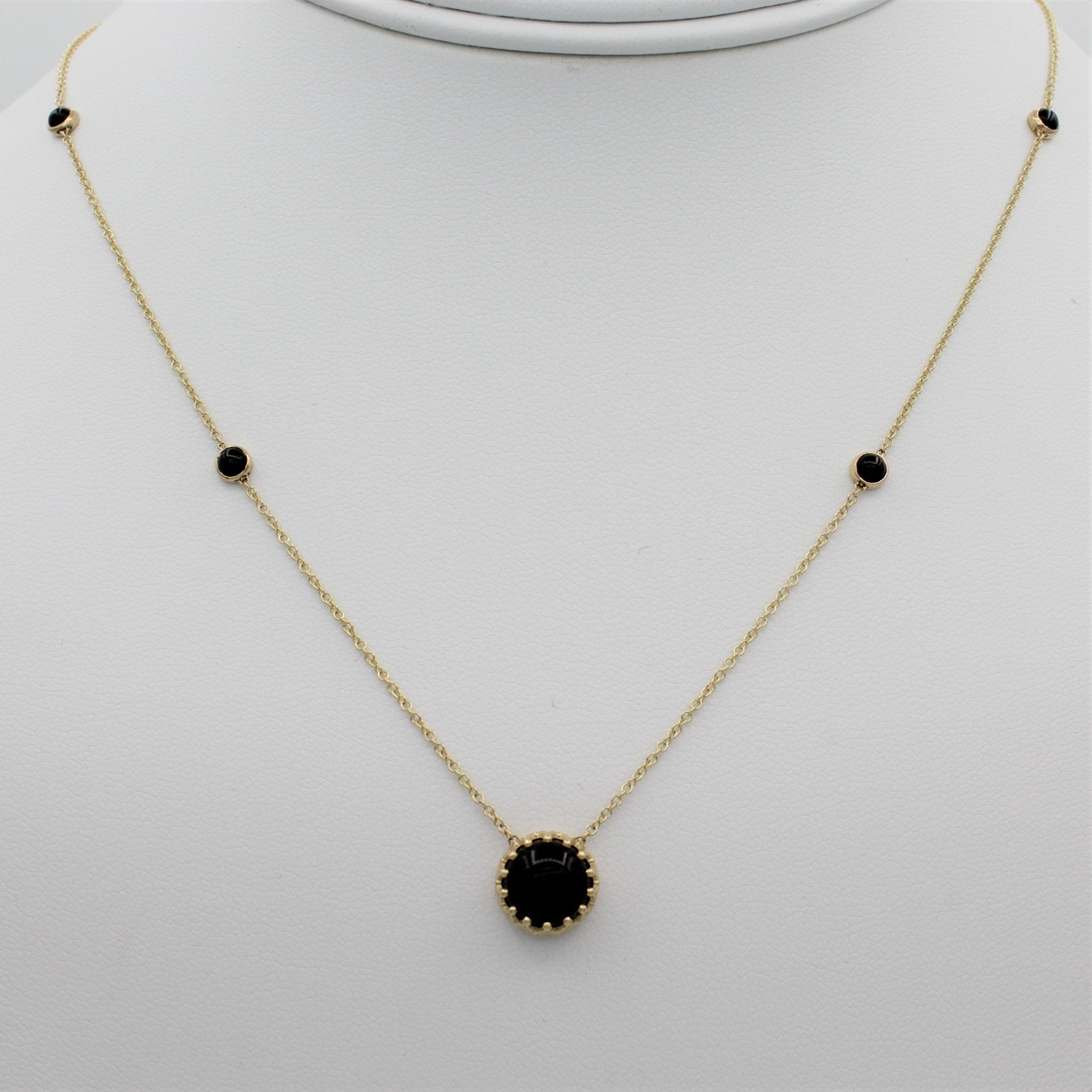 14k Bewitched Black Onyx Station Necklace - Starflower Design