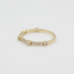 14k Bezel - Set Diamond 5 Station Ring with Micro - Pave Band - Starflower Design