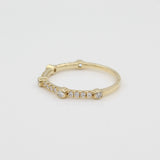 14k Bezel - Set Diamond 5 Station Ring with Micro - Pave Band - Starflower Design