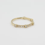 14k Bezel - Set Diamond 5 Station Ring with Micro - Pave Band - Starflower Design