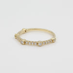 14k Bezel - Set Diamond 5 Station Ring with Micro - Pave Band - Starflower Design