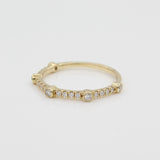 14k Bezel - Set Diamond 5 Station Ring with Micro - Pave Band - Starflower Design