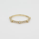 14k Bezel - Set Diamond 5 Station Ring with Micro - Pave Band - Starflower Design