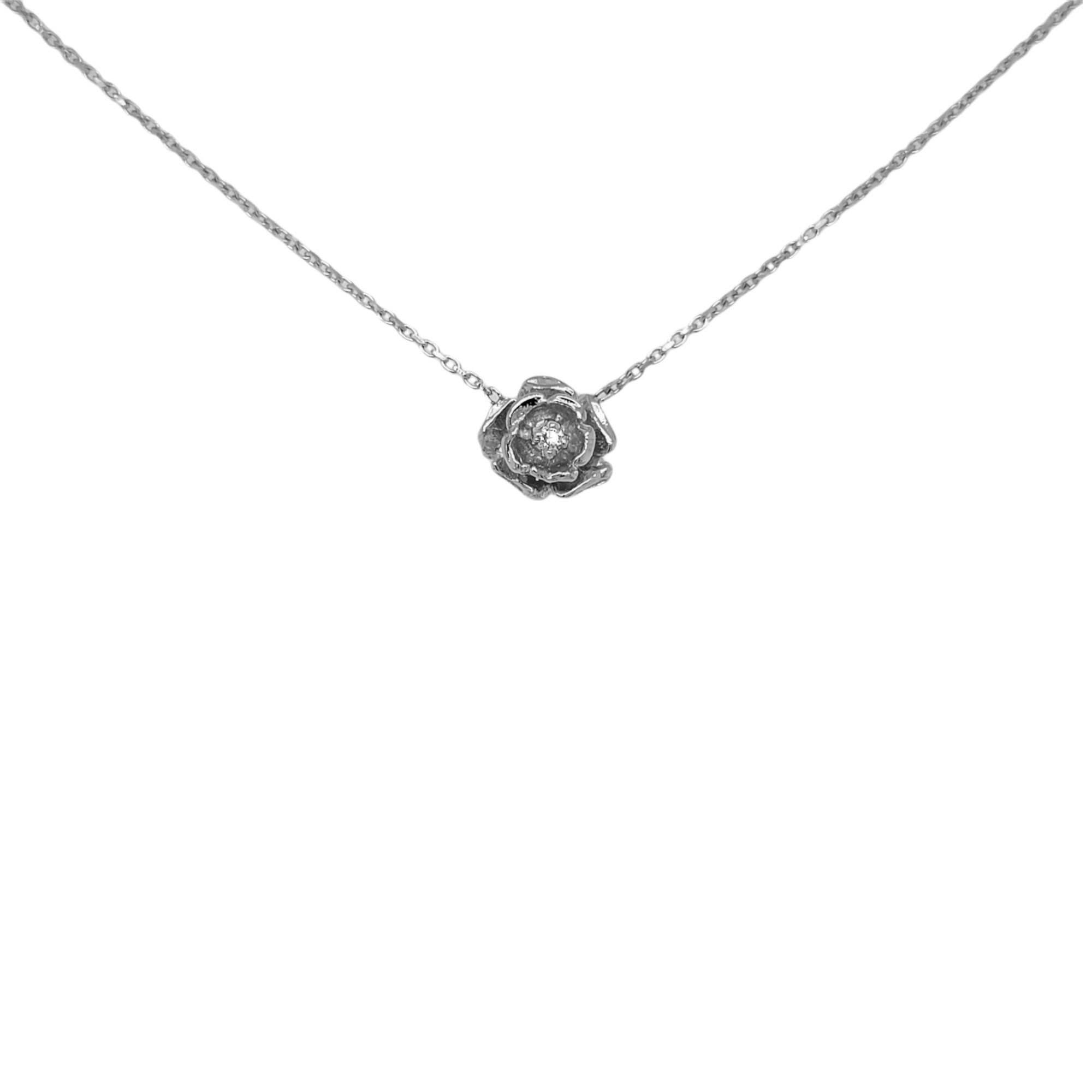 14k Blooming Beauty Vintage Rose Blossom Diamond Necklace - Starflower Design