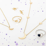 14k Celestial Star & Moon Open Ring - Starflower Design