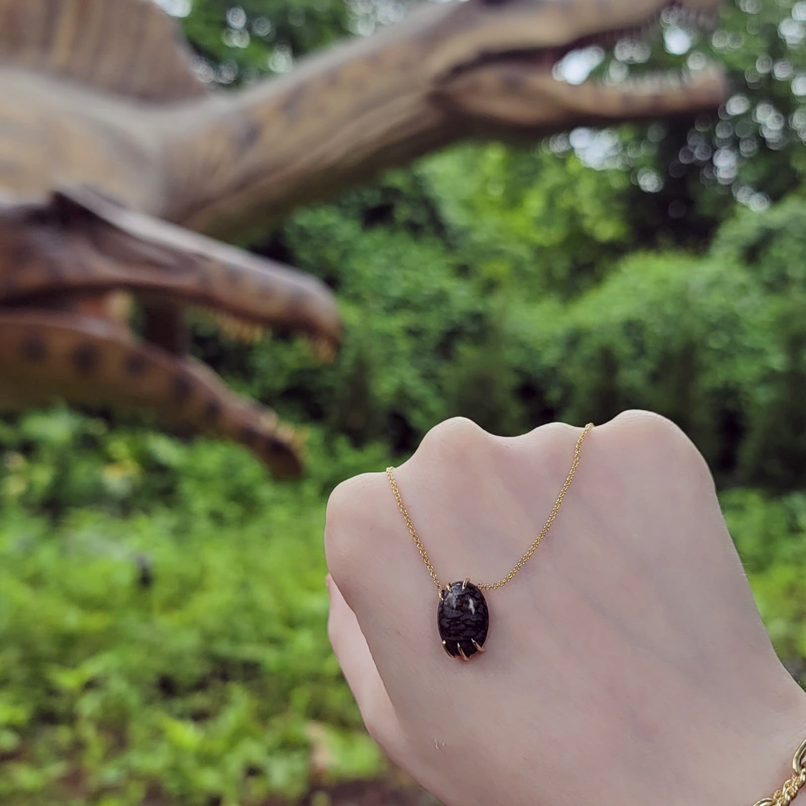 14k Clever Girl Raptor Claw Dinosaur Bone Necklace - Starflower Design