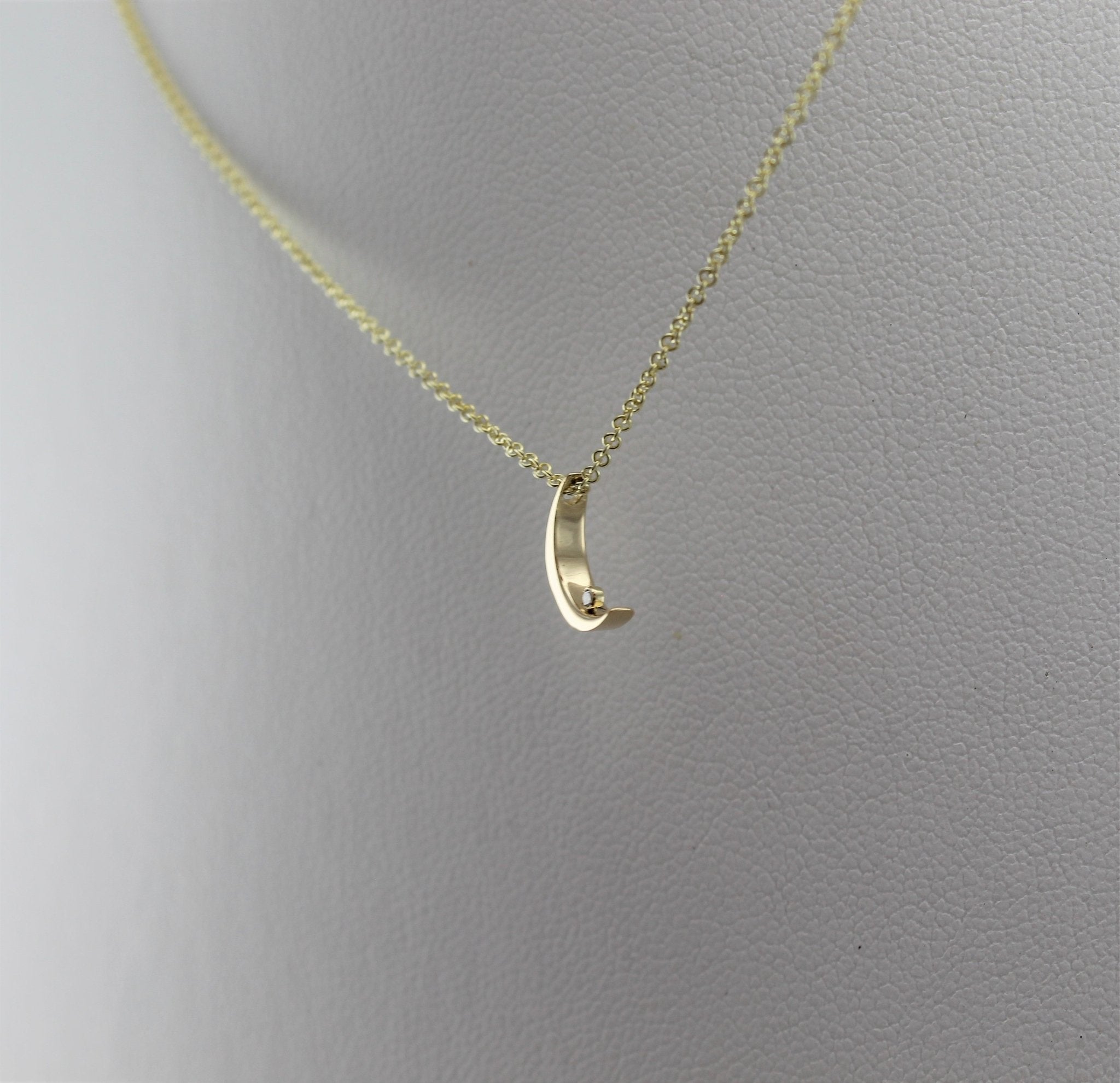 14k Crescent Moon with Diamond Pendant - Starflower Design