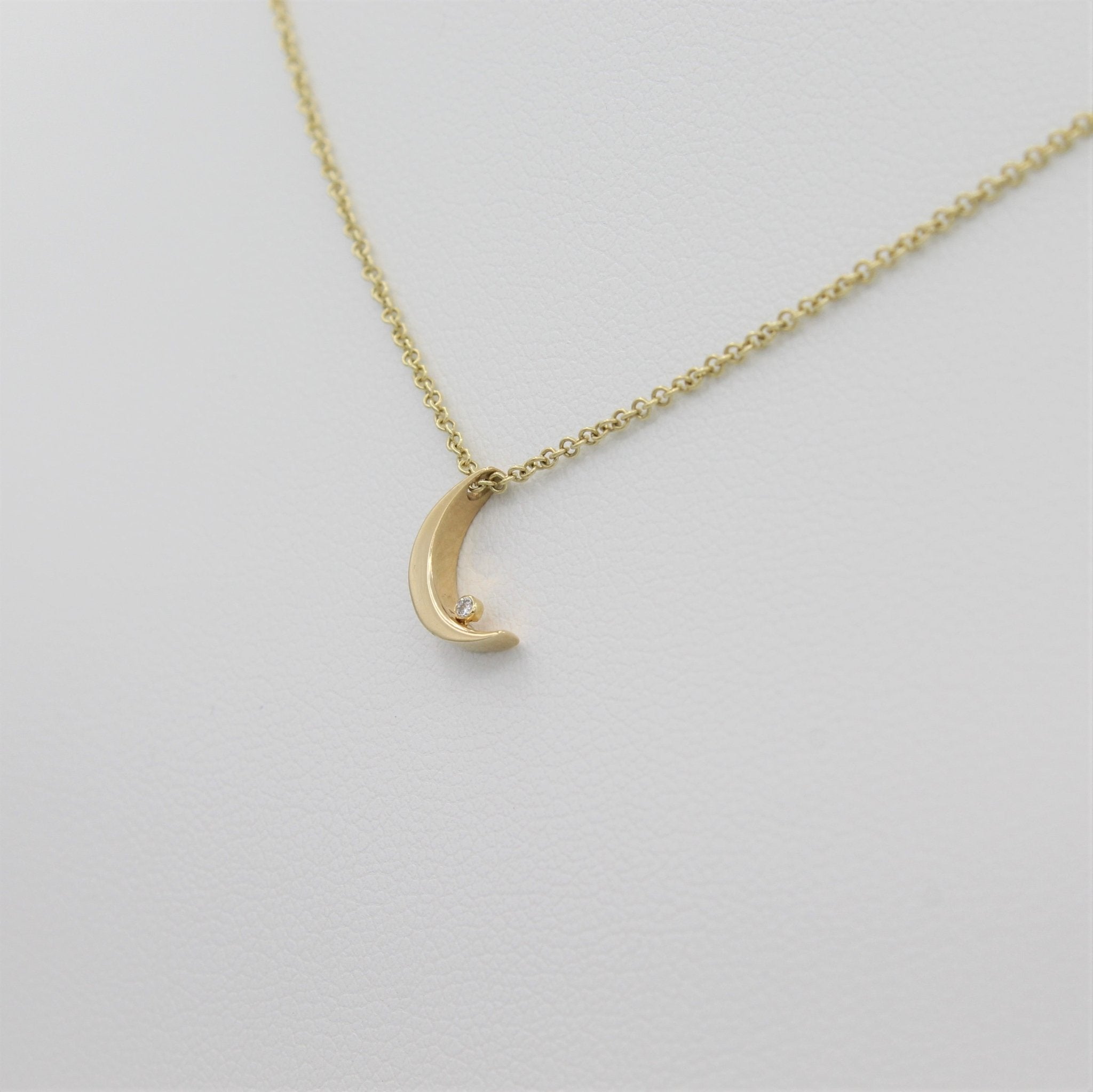 14k Crescent Moon with Diamond Pendant - Starflower Design