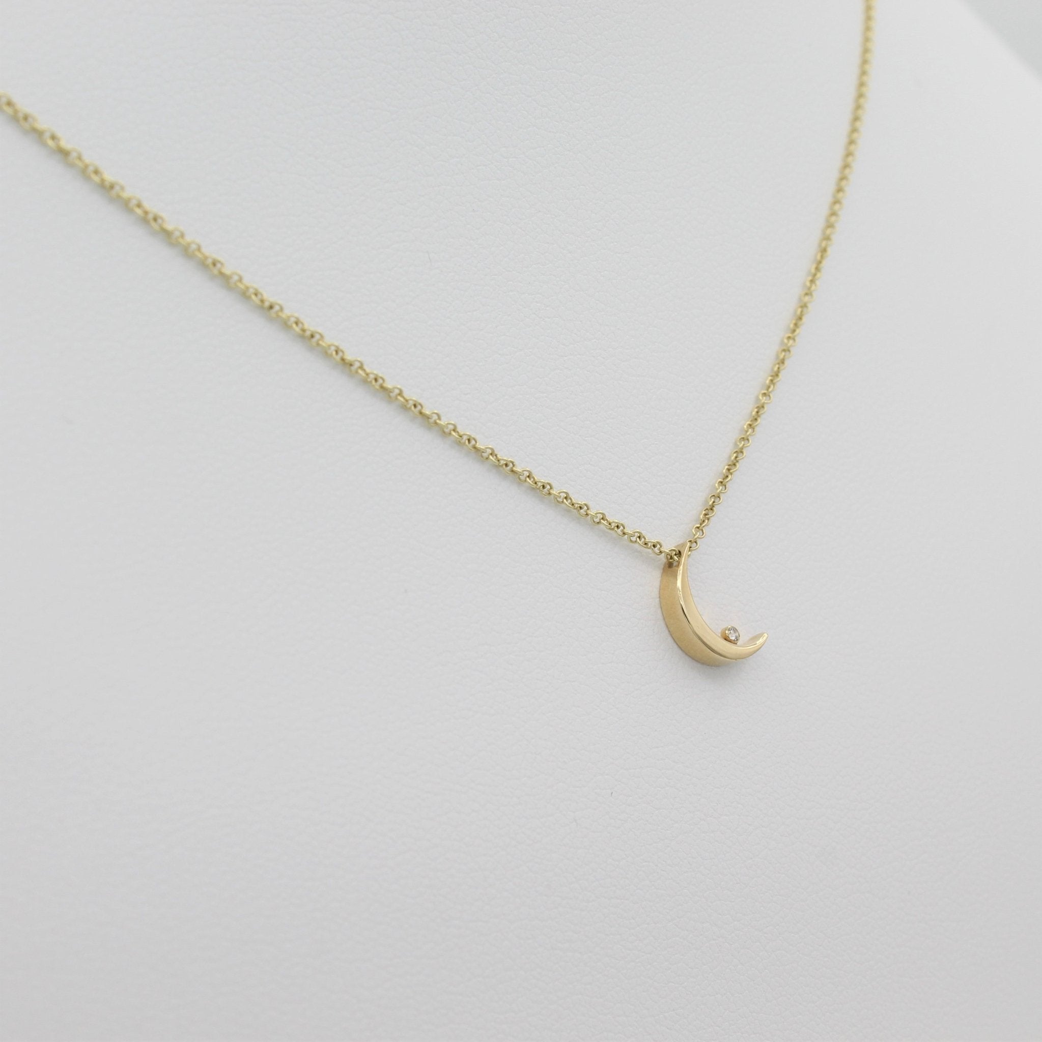 14k Crescent Moon with Diamond Pendant - Starflower Design