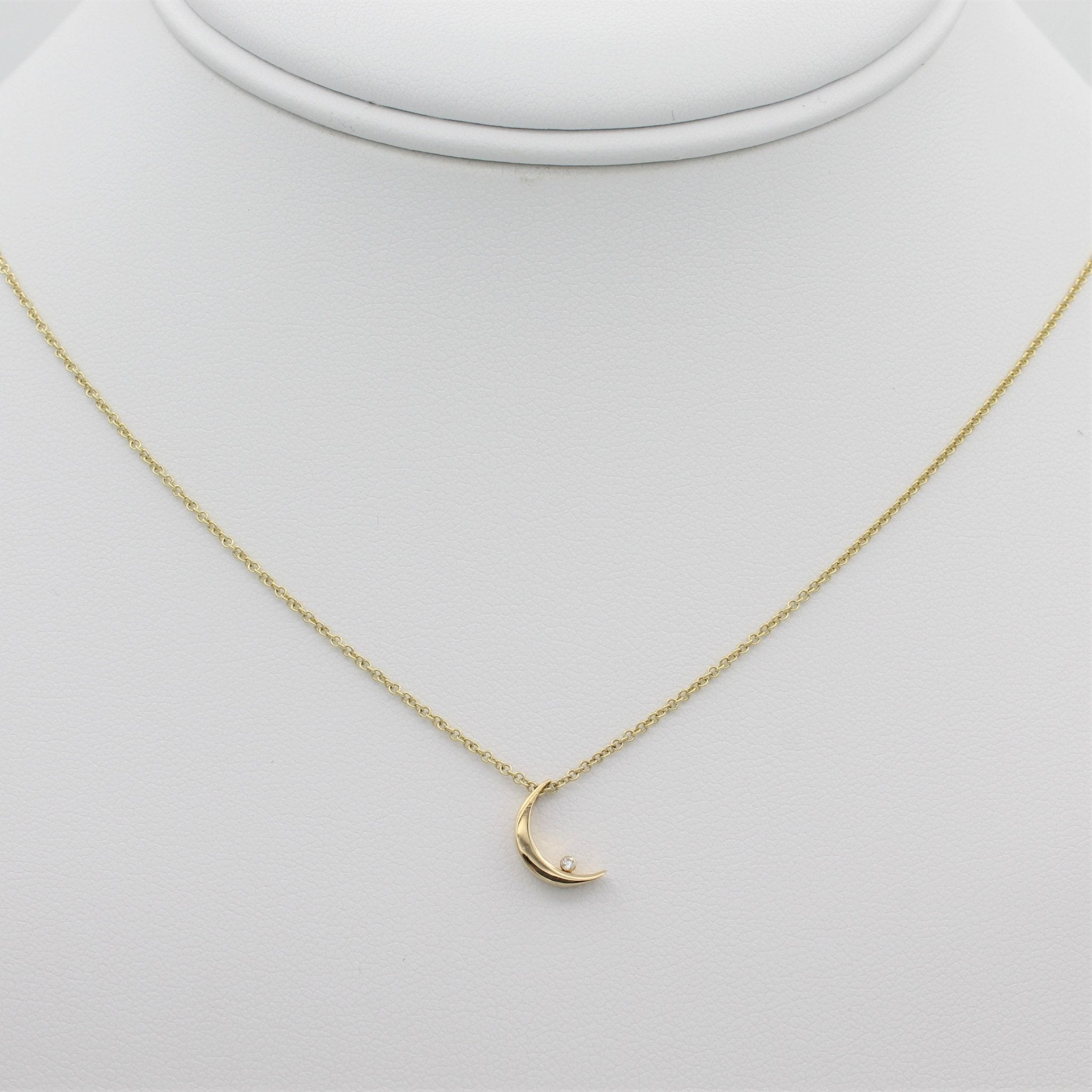 14k Crescent Moon with Diamond Pendant - Starflower Design