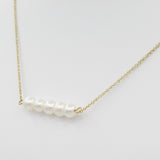 14k Cultured Freshwater Pearl Bar Necklace - Starflower Design