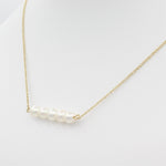 14k Cultured Freshwater Pearl Bar Necklace - Starflower Design