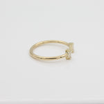 14k Diamond North - South Double Baguette Open Ring - Starflower Design