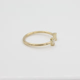 14k Diamond North - South Double Baguette Open Ring - Starflower Design