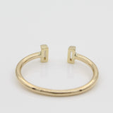 14k Diamond North - South Double Baguette Open Ring - Starflower Design