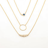 14k Double Delight Diamond & Sapphire Petite Layering Necklace - Starflower Design